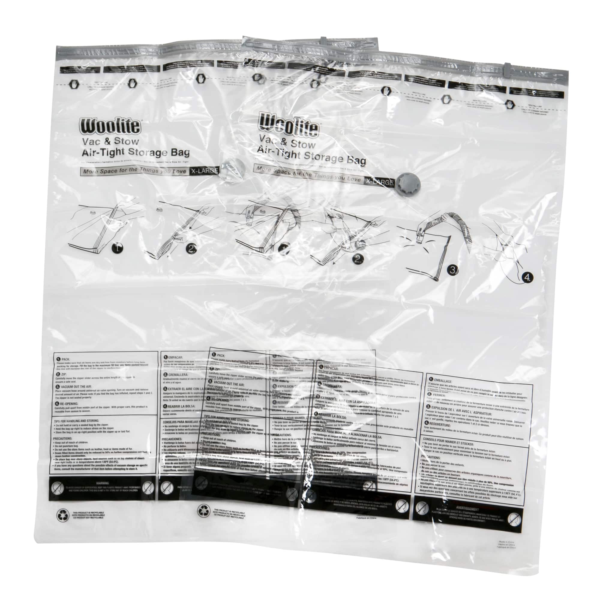 Woolite® Vac & Stow Air-Tight Vacuum Storage Bags, X-Large, Pack of 2